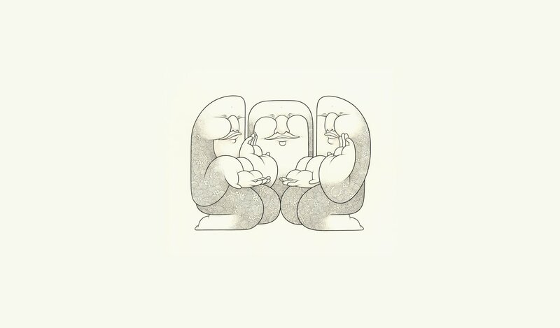 three figures in meditation