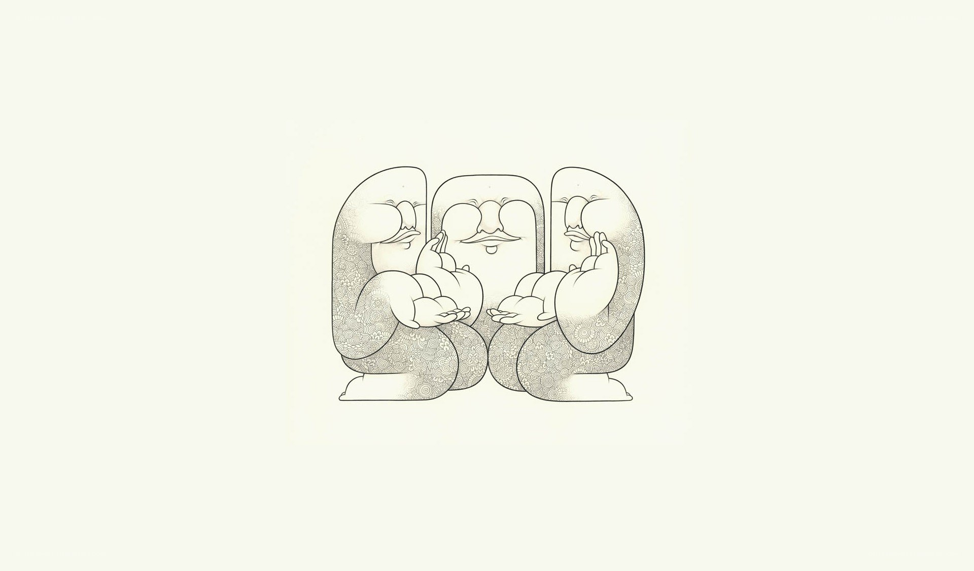 three figures in meditation