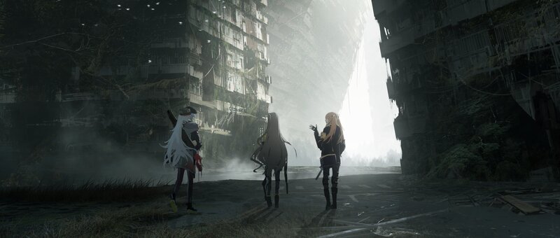 Three Figures in Ruined City