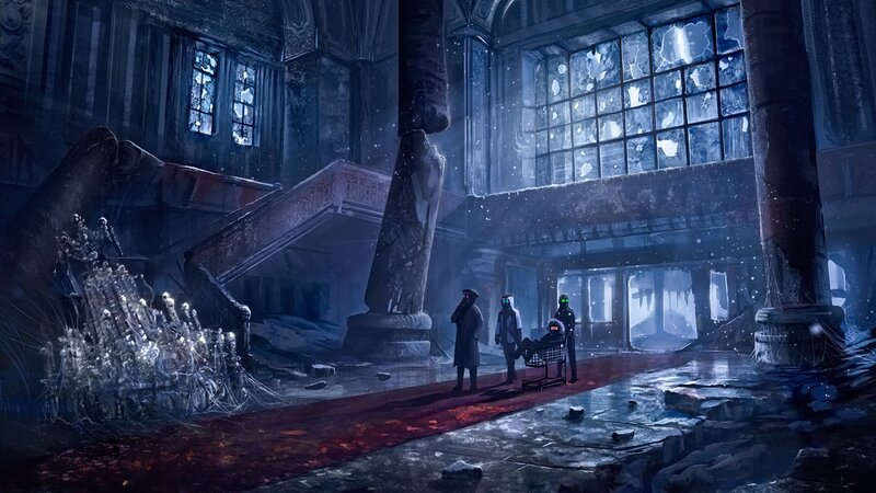Three Figures in Ruined Hall