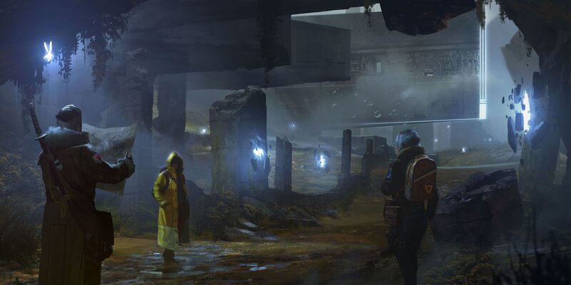 Three Figures in Ruins — Dark