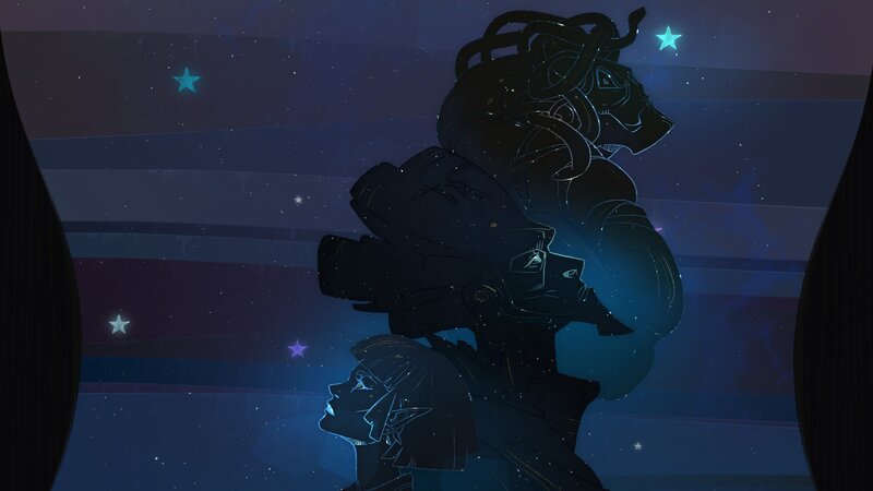 Three Figures in Silhouette