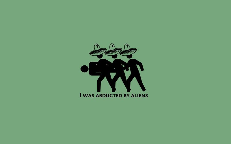 Three Figures in Sombreros — Green, Humorous