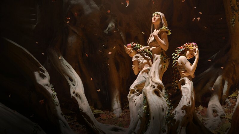 Three Figures in Tree Roots