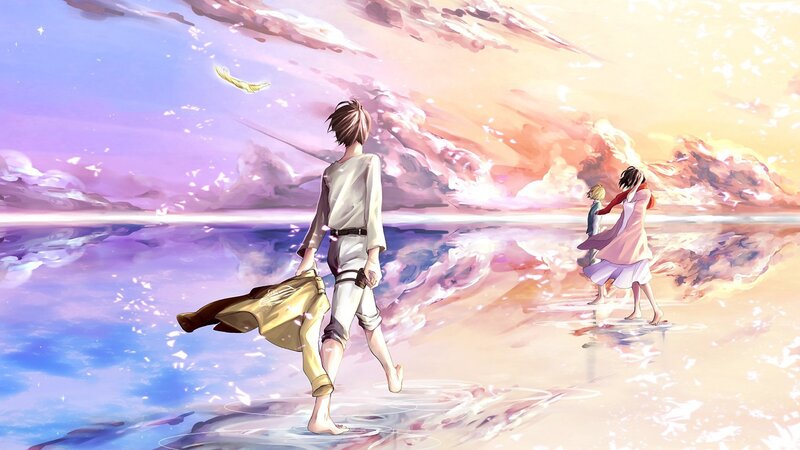 Three Figures on a Beach — Purple