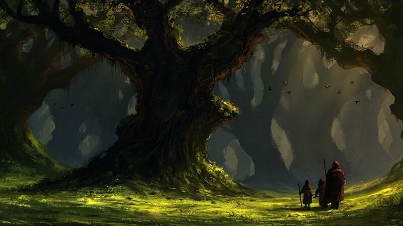 Three Figures under Tree