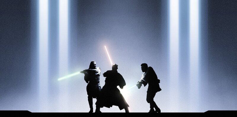 Three Figures with Lightsabers — Black