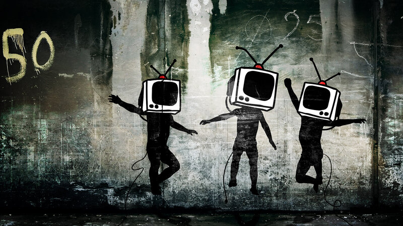 Three Figures with TV Heads