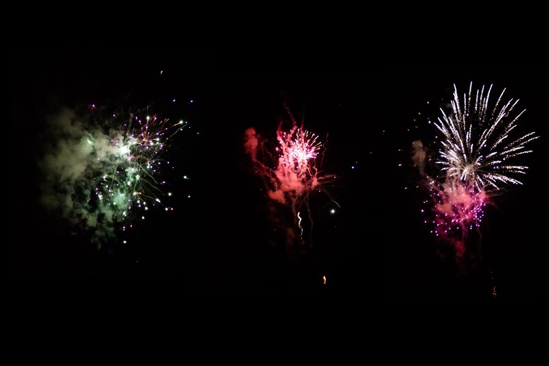 Three Fireworks Bursts