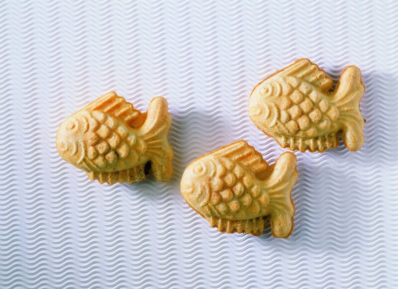 Three fish-shaped snacks