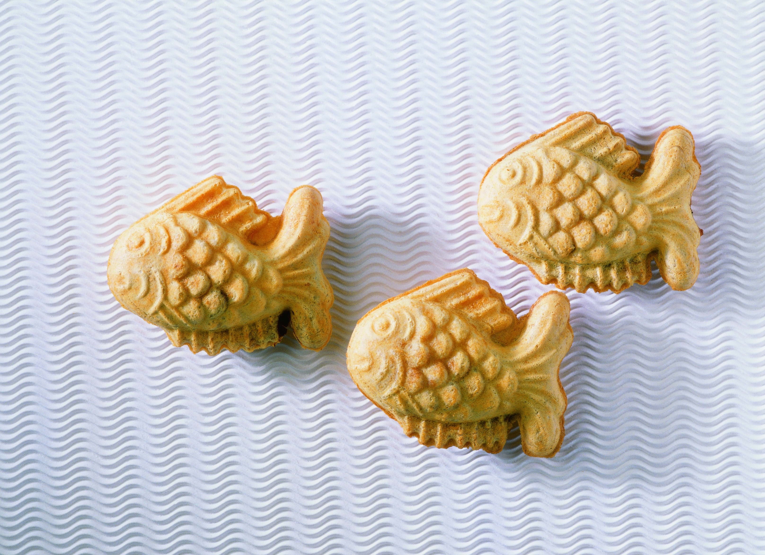 Three fish-shaped snacks