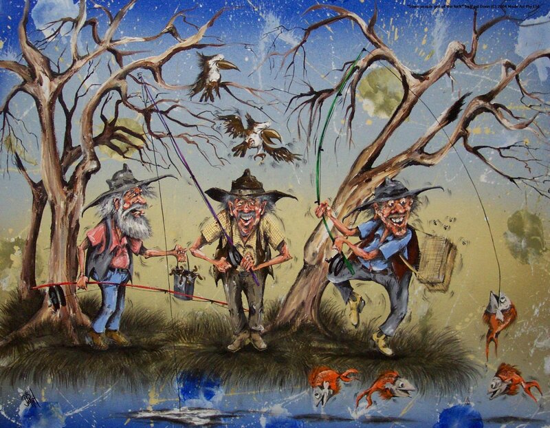 Three fishermen cartoon