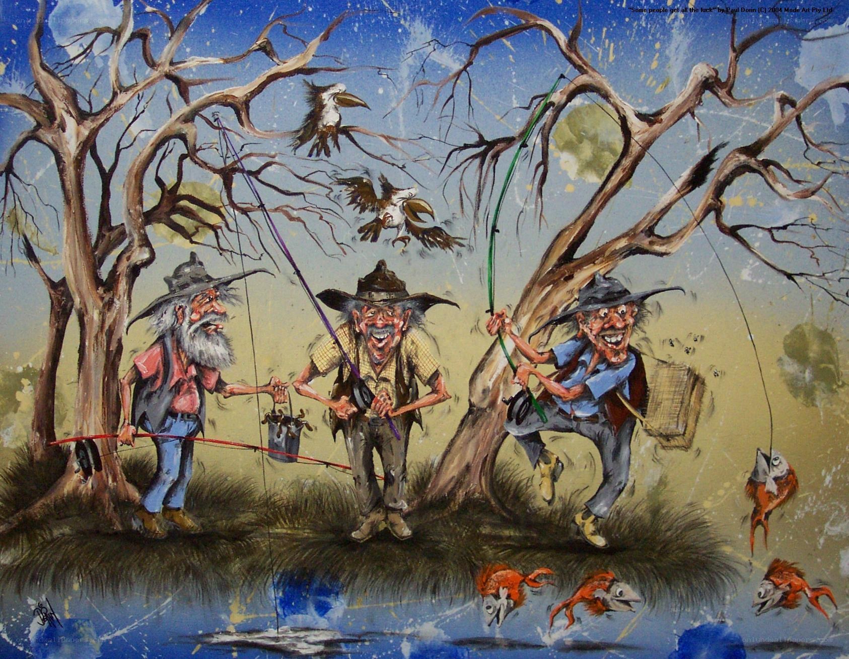 Three fishermen cartoon