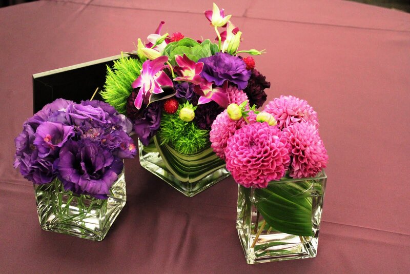 Three Floral Arrangements — Purple