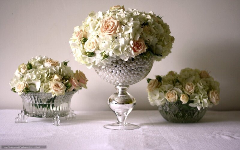 Three Floral Arrangements — White