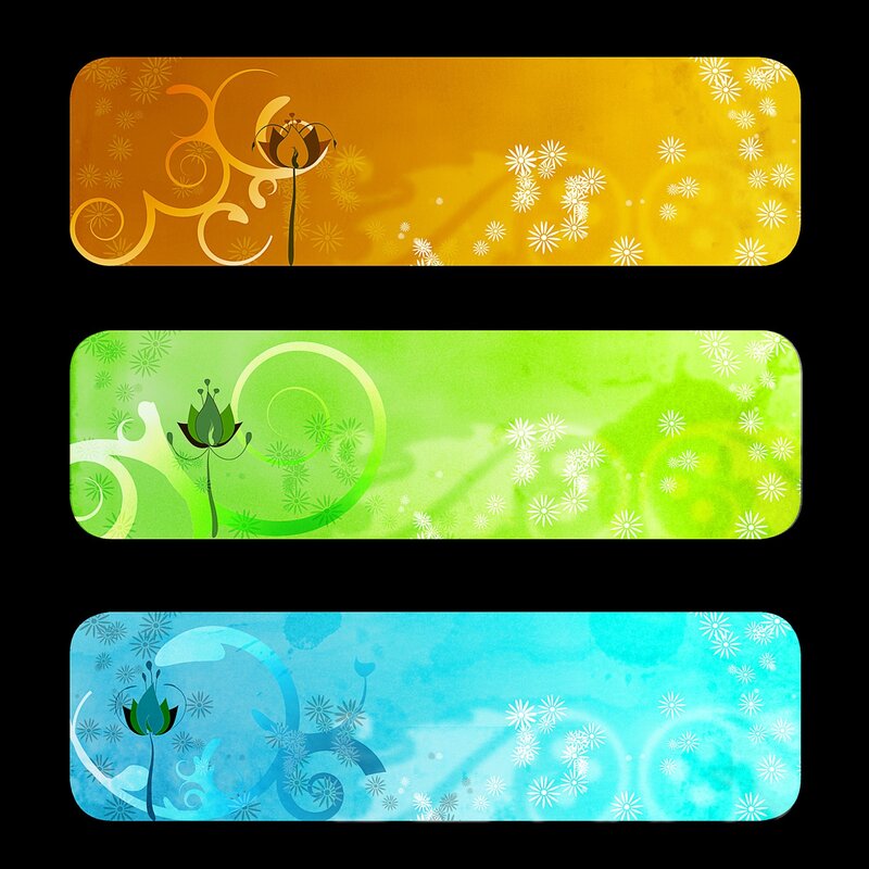 three floral banner designs