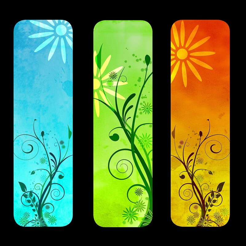 three floral bookmark designs
