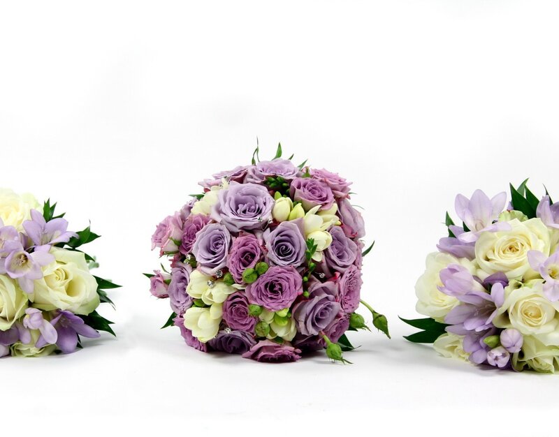 Three Floral Bouquets — Purple