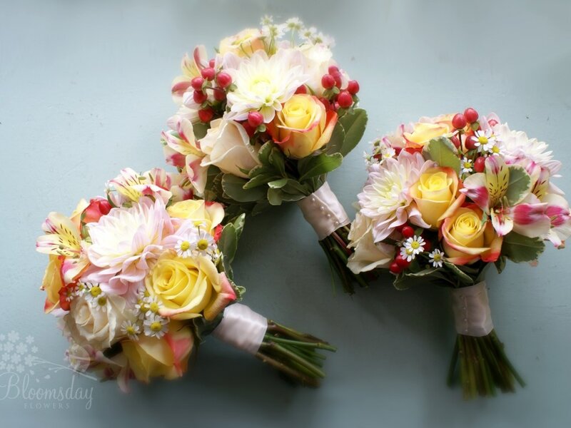 Three Floral Bouquets — Yellow