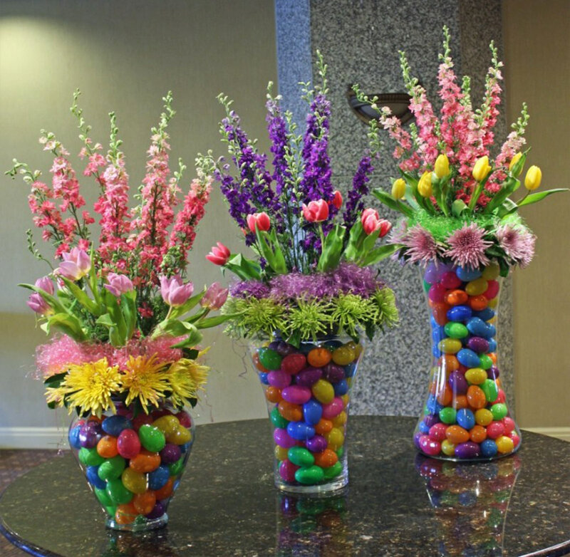 Three Flower Arrangements — Pink, Festive