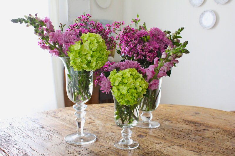 Three Flower Arrangements — Purple