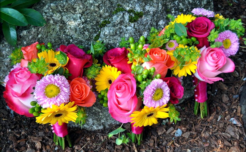 Three Flower Bouquets — Pink