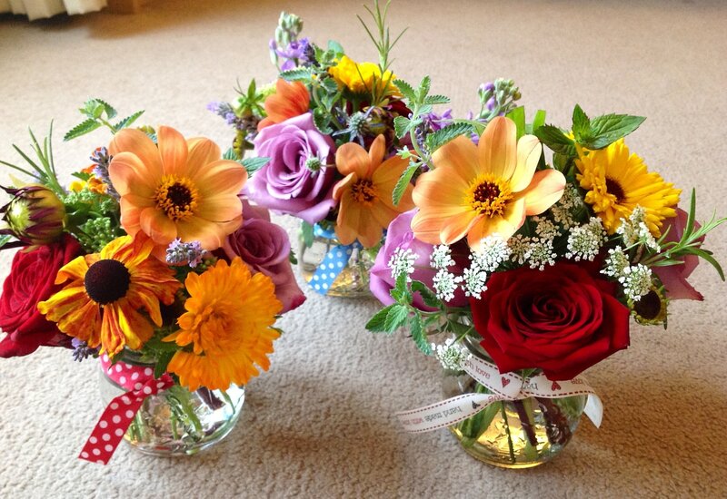 Three Flower Bouquets — Red