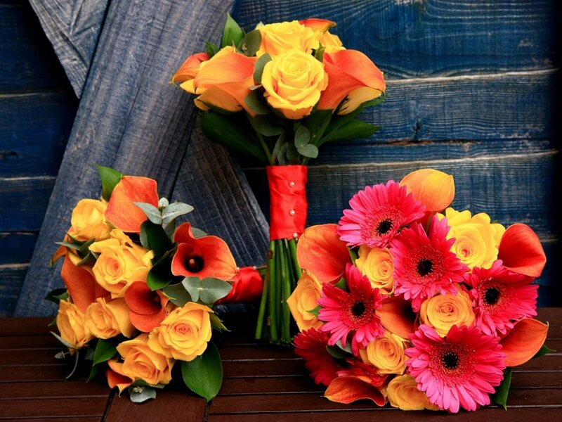 Three Flower Bouquets — Yellow