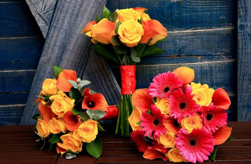 Three Flower Bouquets — Yellow, Vibrant