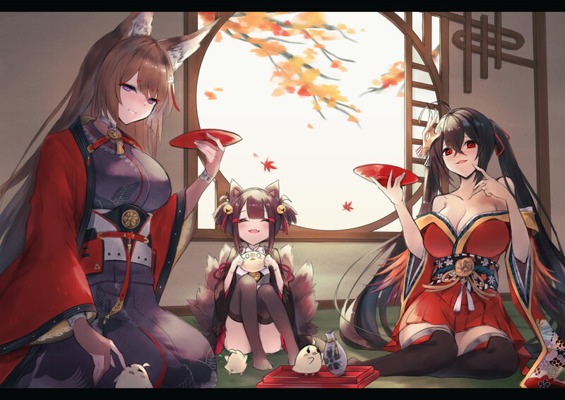 Three Fox Girls in Room