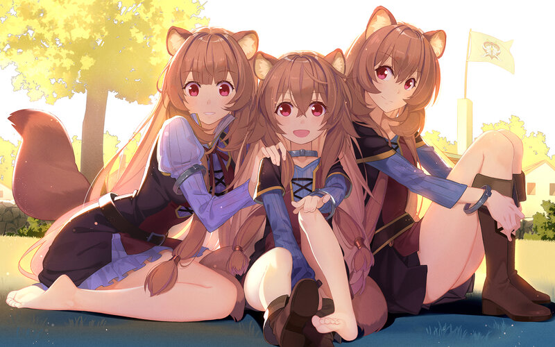 Three Fox Girls Sitting