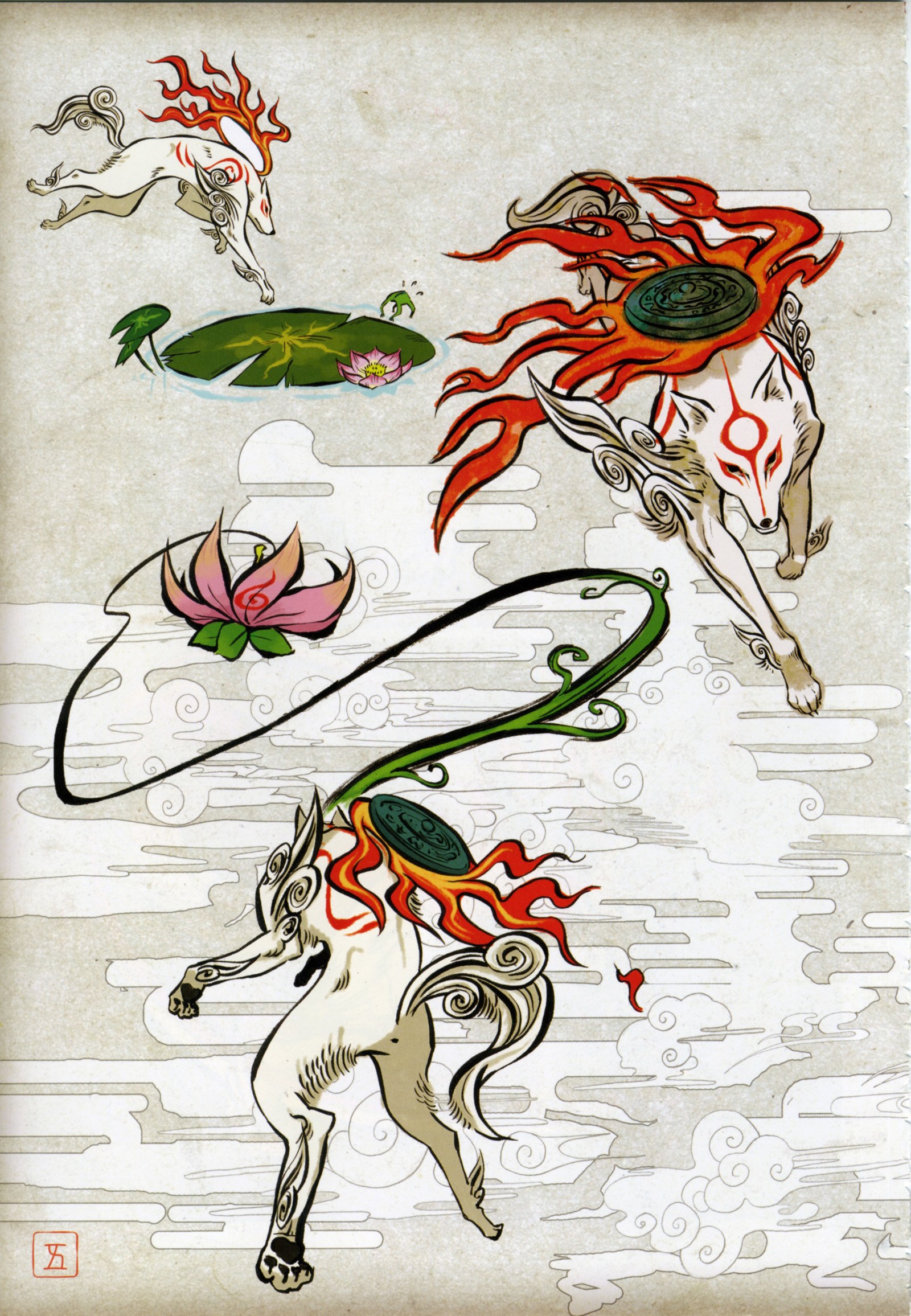 Three Fox Spirits in Motion