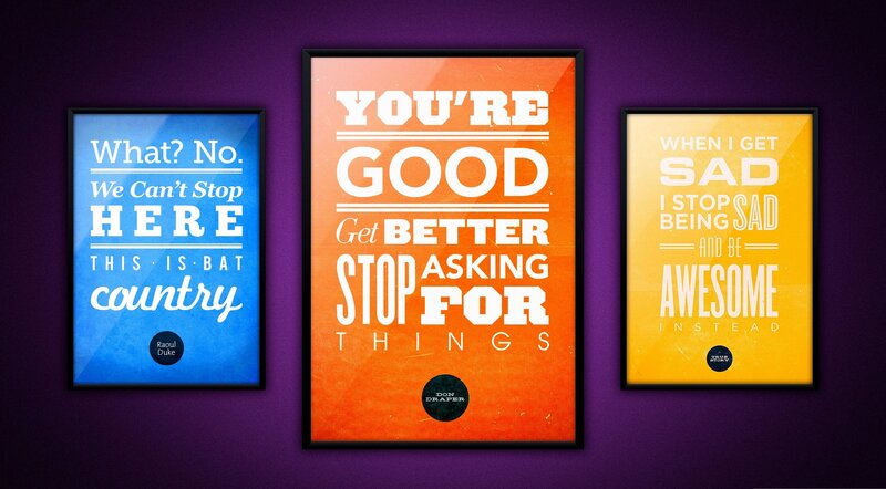 Three Framed Posters — Purple, Inspirational