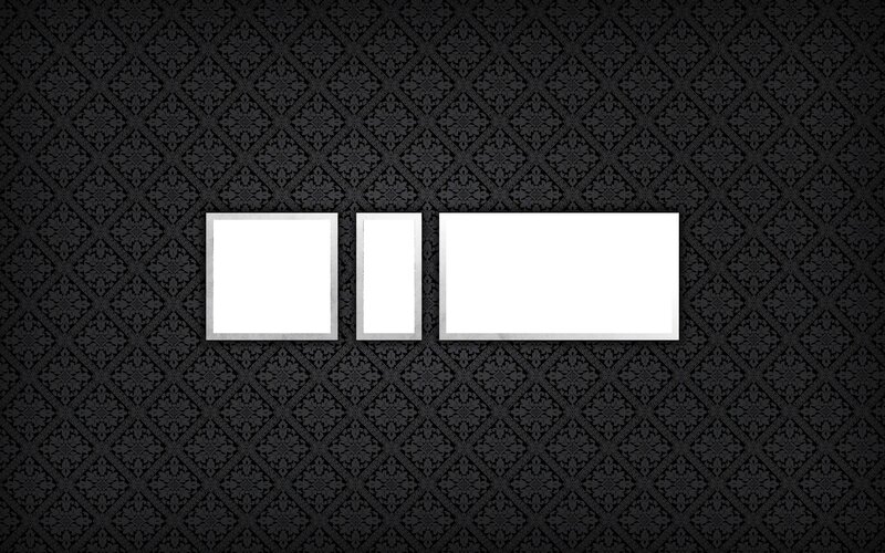 three frames on patterned wall