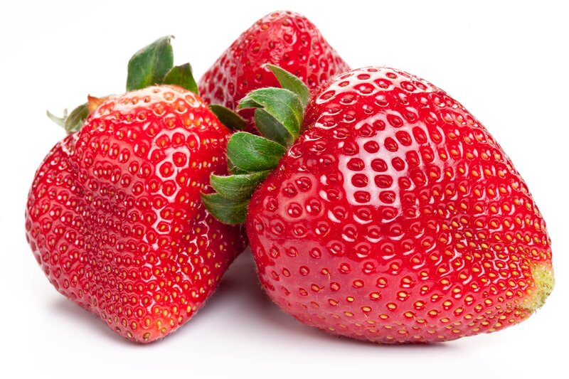 Three fresh strawberries