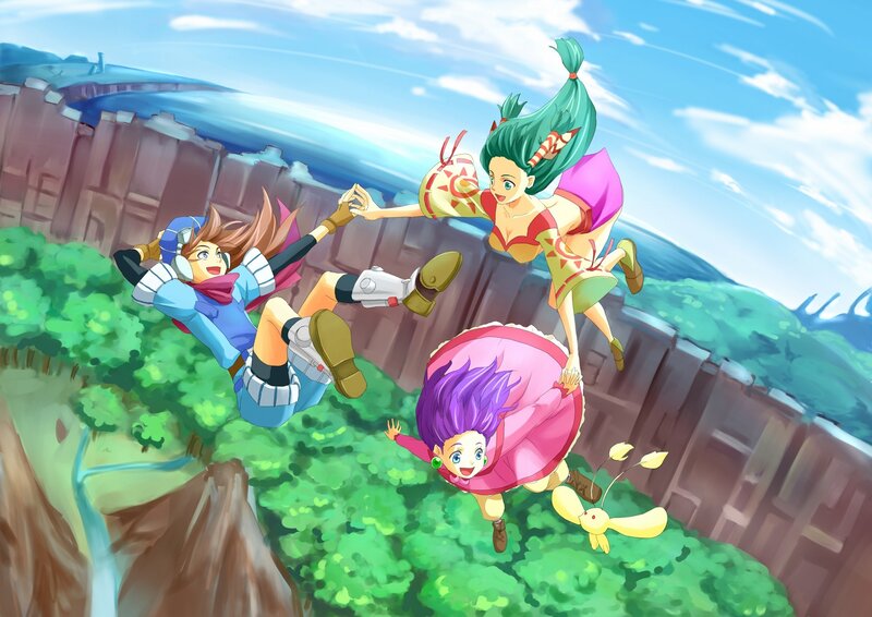 three friends falling together