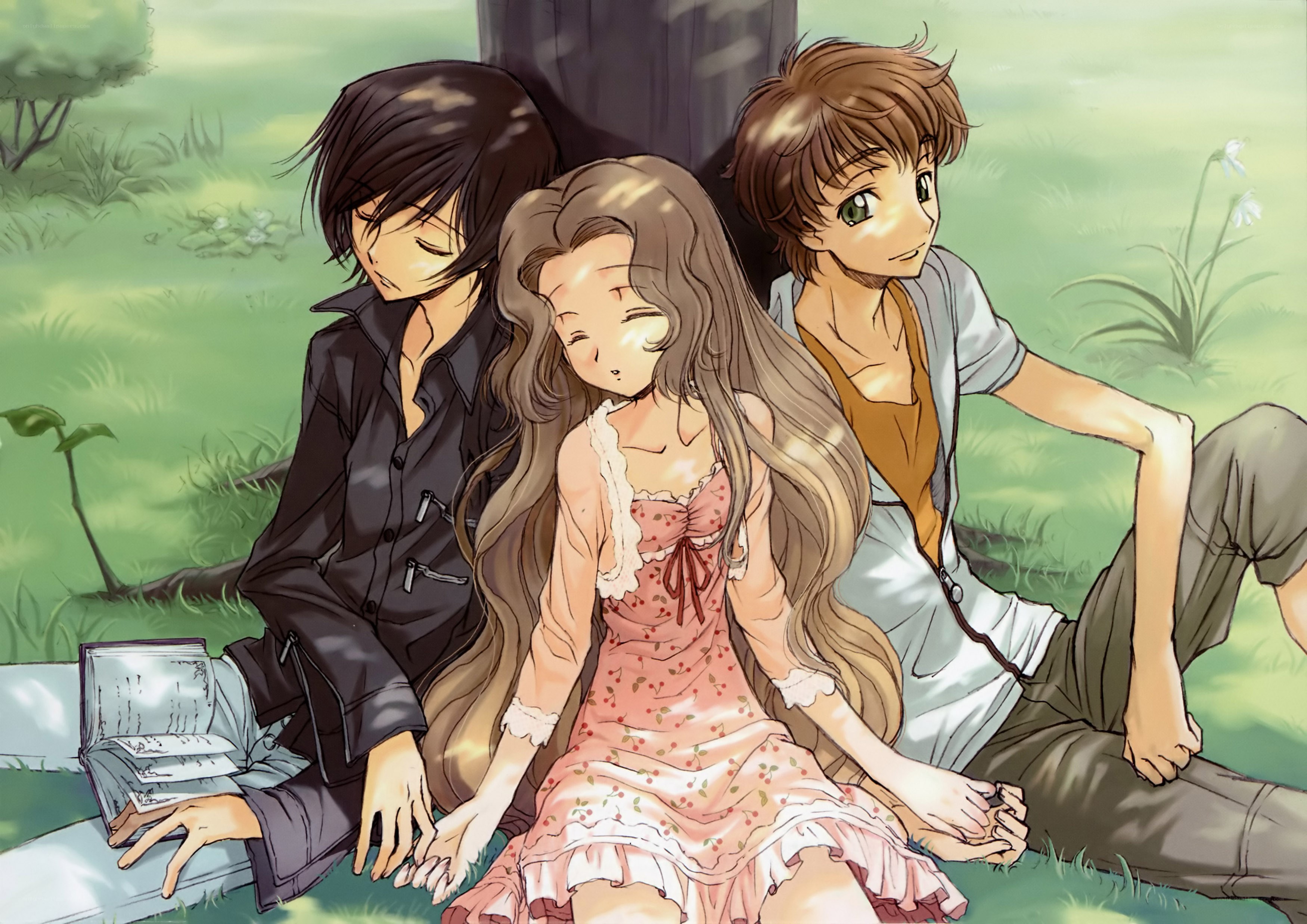 Three friends in a park