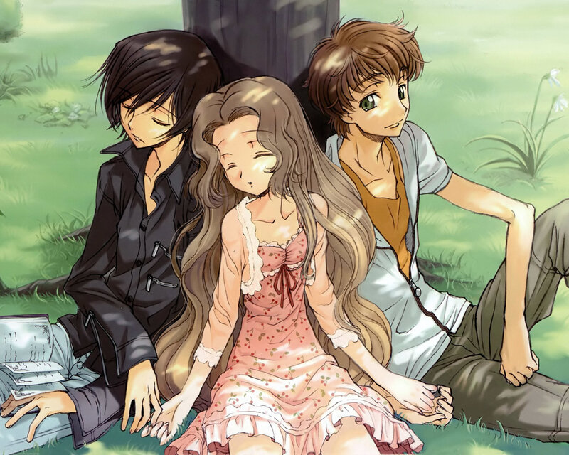 Three friends in a park