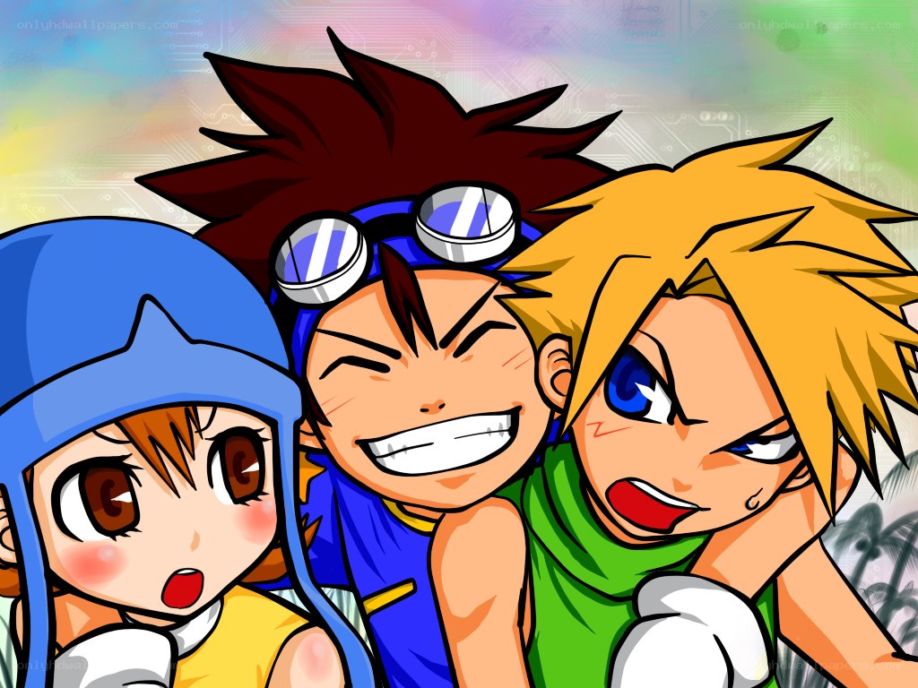 three friends in digital art style