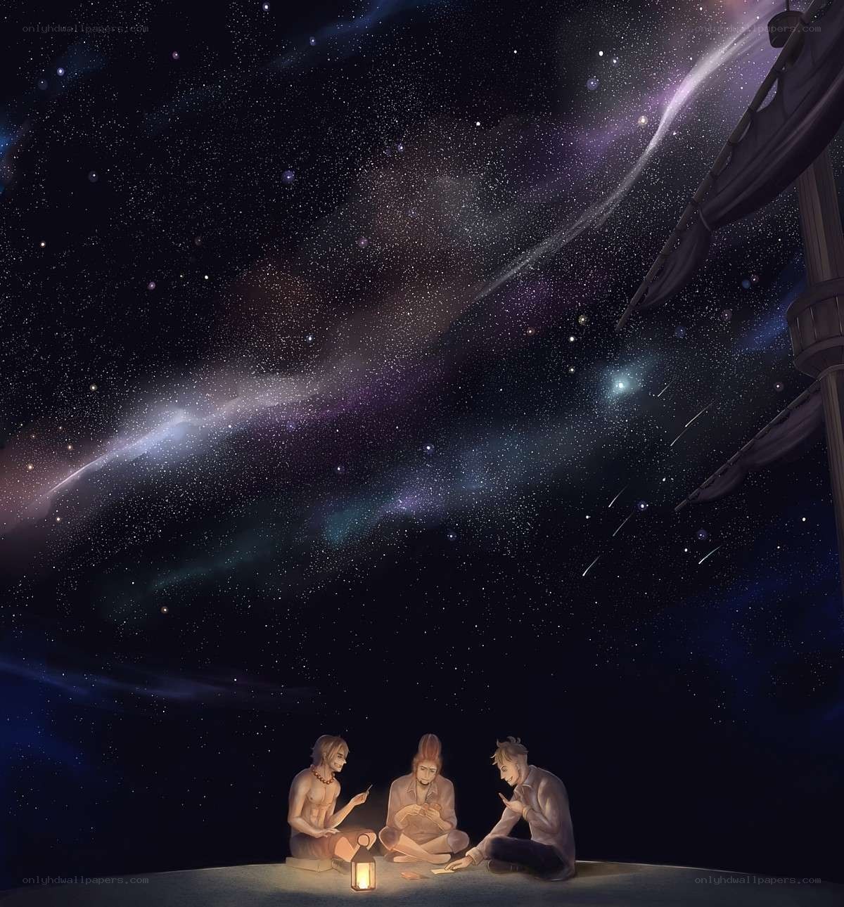 Three friends under the stars