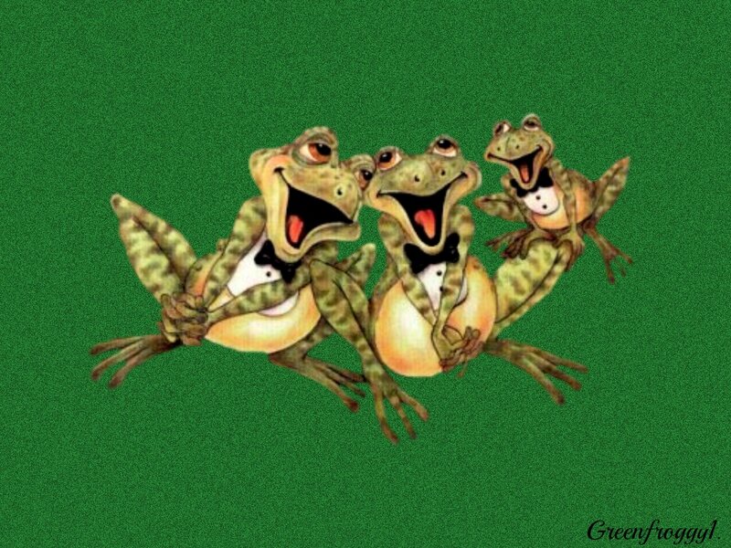 Three Frogs in Tuxedos