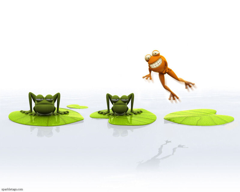 Three Frogs on Lily Pads