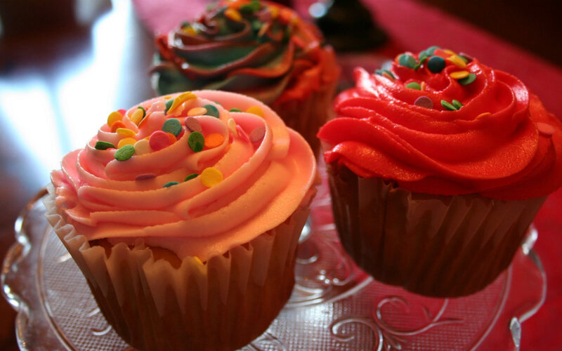 Three Frosted Cupcakes