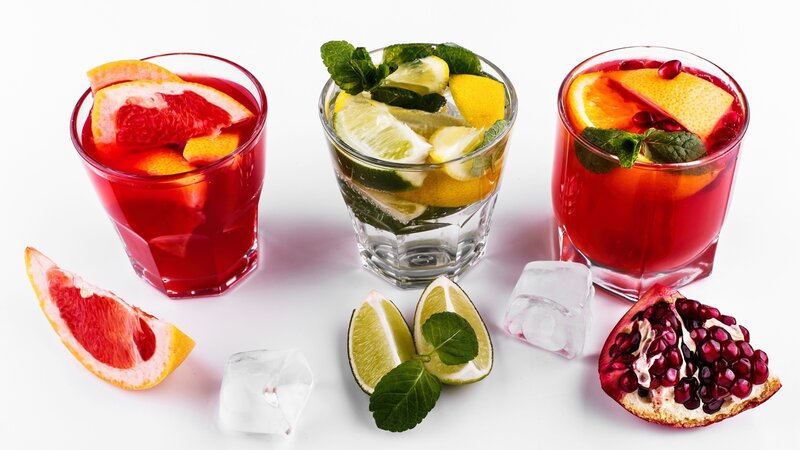 Three Fruit Cocktails — Red