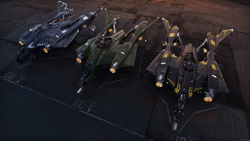 Three Futuristic Fighter Jets