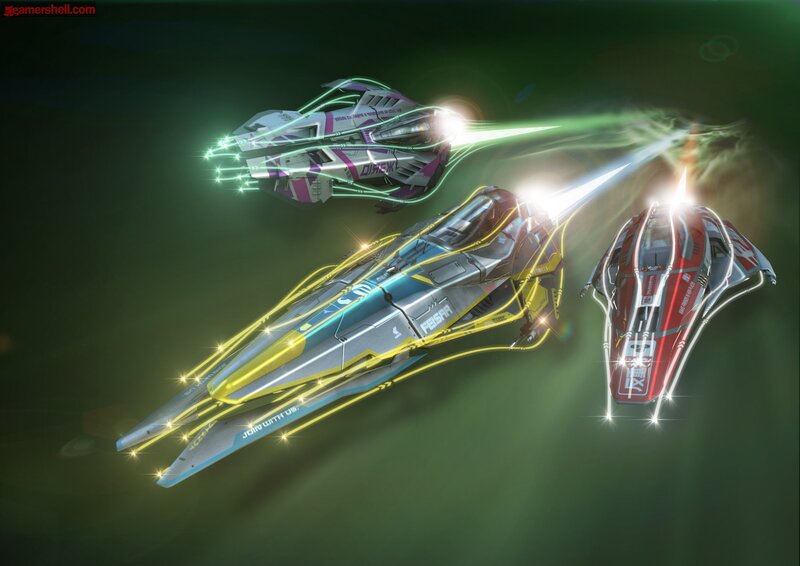 Three Futuristic Spaceships