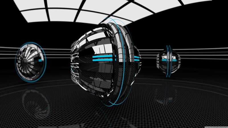 Three Futuristic Spheres — Black