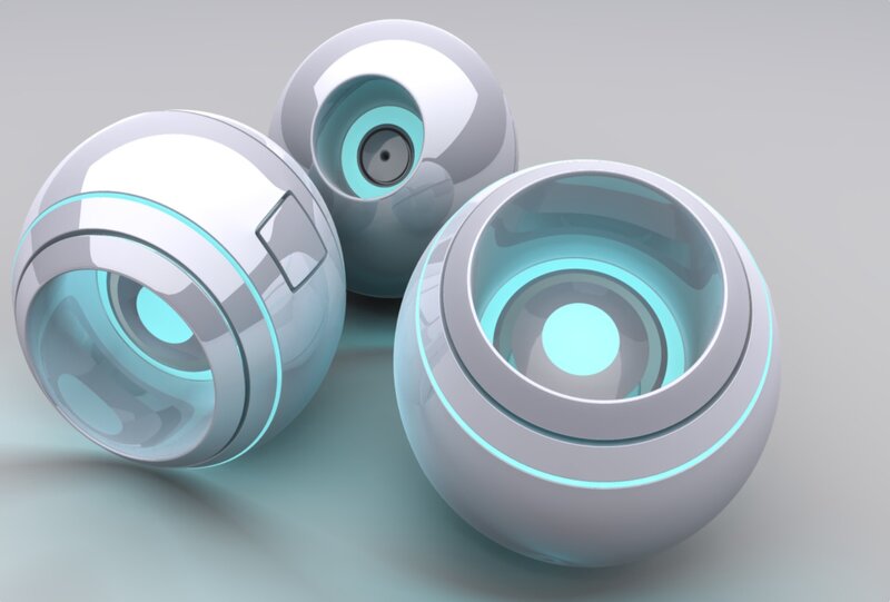 Three Futuristic Spheres — White