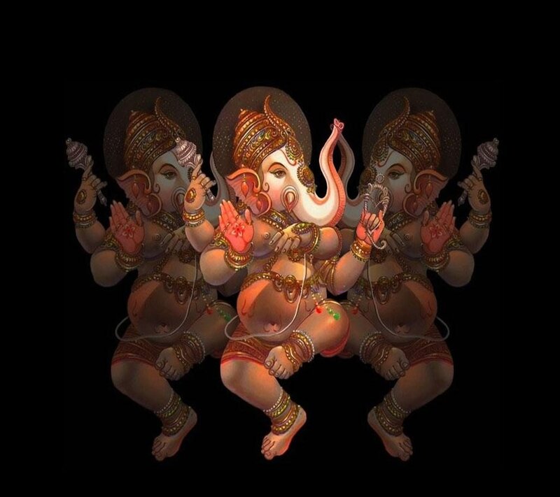 Three Ganesha Figures — Black