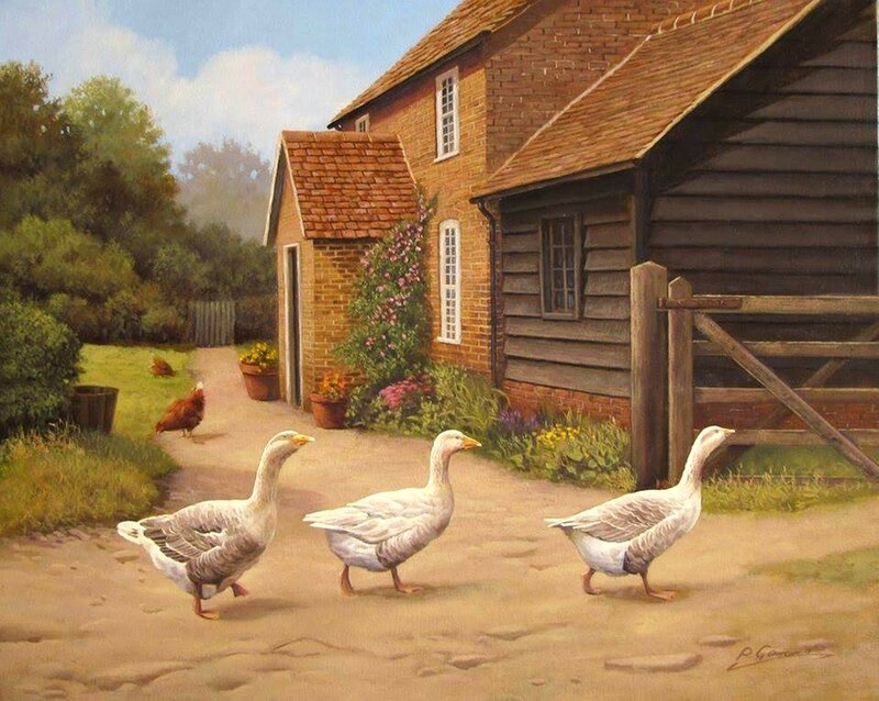 Three Geese Walking — Brown